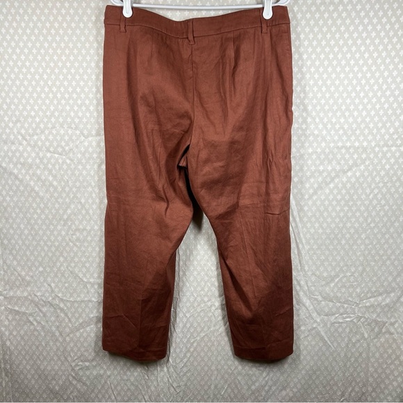 J. Jill NWT Brown Red Linen Stretch Crop Straight Pants - Picture 5 of 8